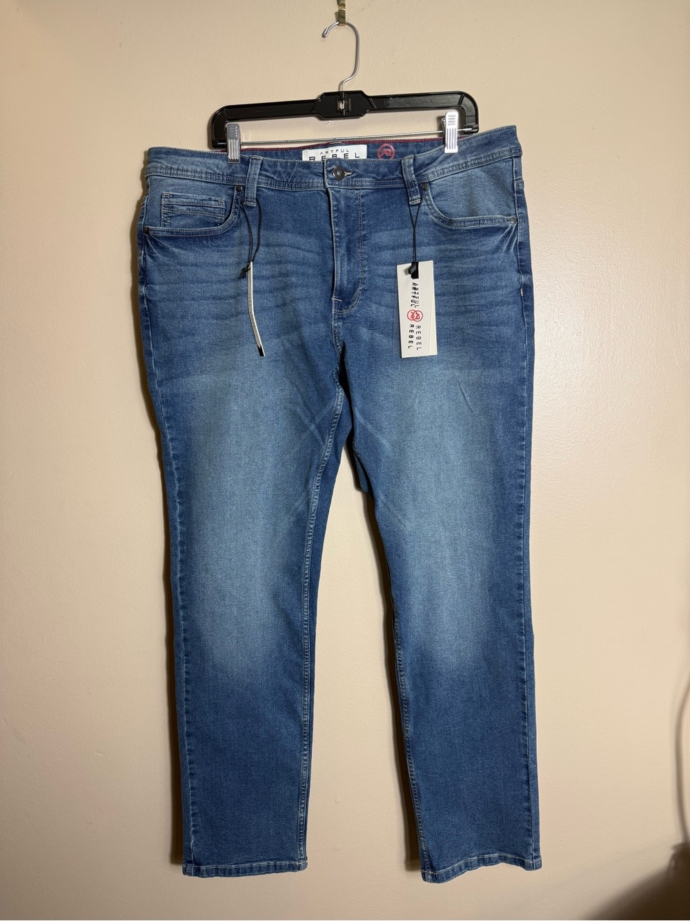 Artful Rebel Jeans Mens 38x32 Slim Stretch Blue Fade Whisker NWT